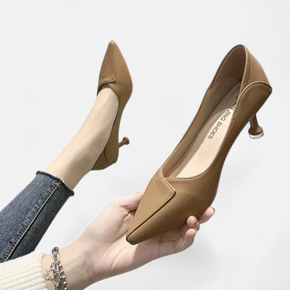 Belmoir Women's Black Pumps | Pointed Toe, Chic Kitten Heel