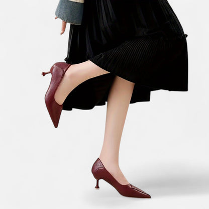 Belmoir Women's Black Pumps | Pointed Toe, Chic Kitten Heel