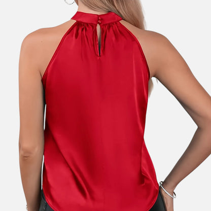 Belmoir Women's Halter Blouse | Riviera Satin, Elegant Red