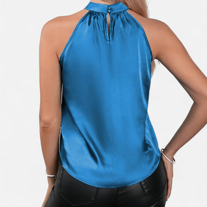 Belmoir Women's Halter Blouse | Riviera Satin, Elegant Red