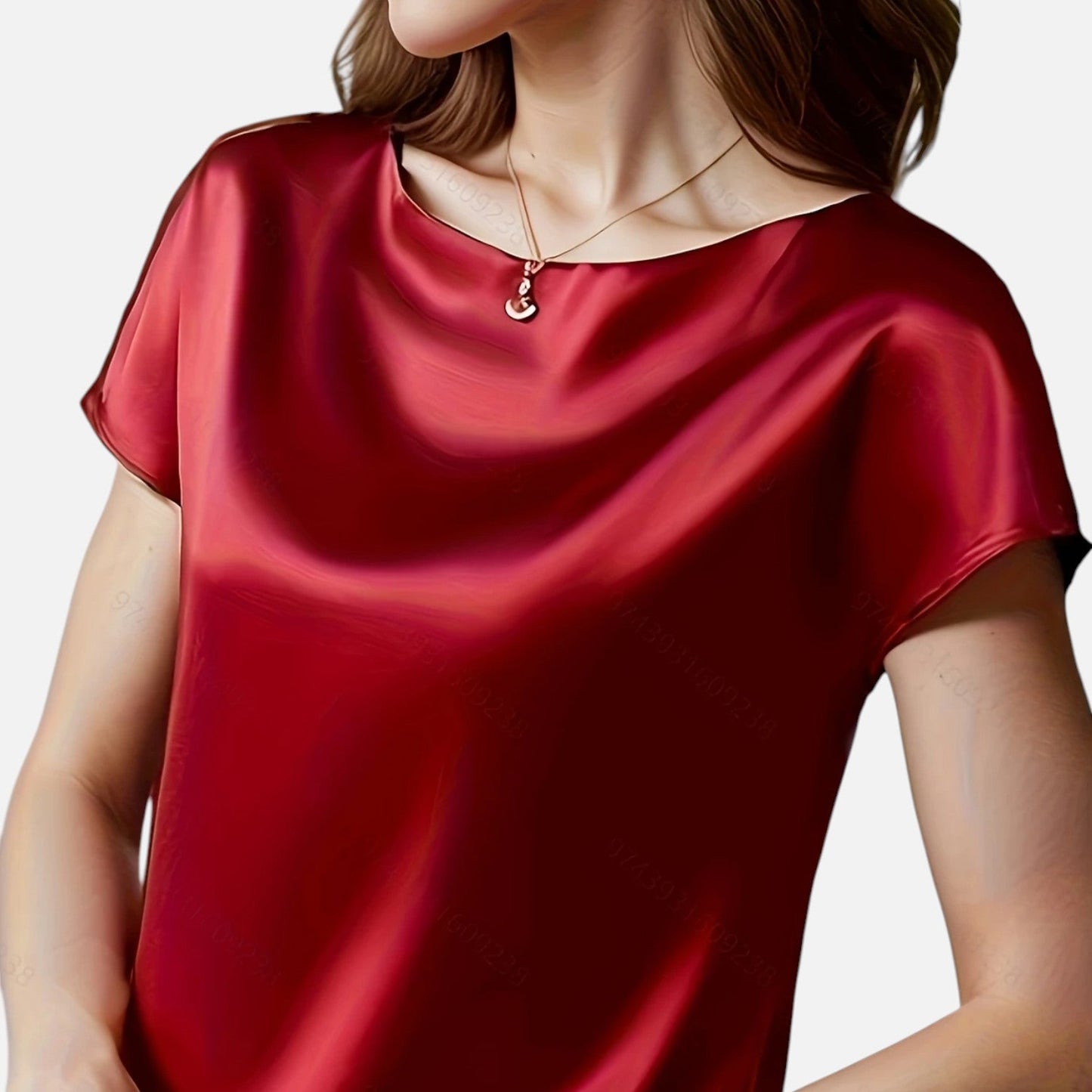 Belmoir Women's Satin Blouse | Plus-Size, Short Sleeve Elegance