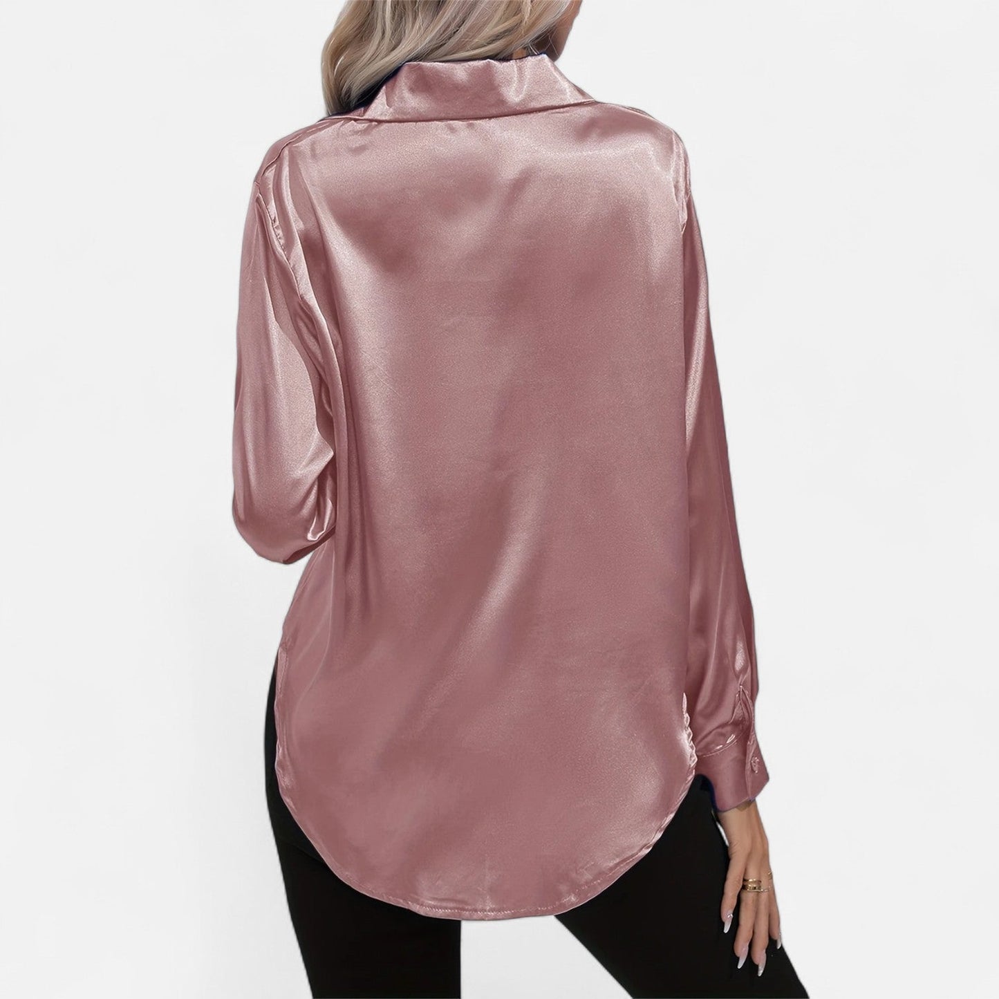 Belmoir Women's Satin Blouse | Turquoise, Classic Lapel Collar