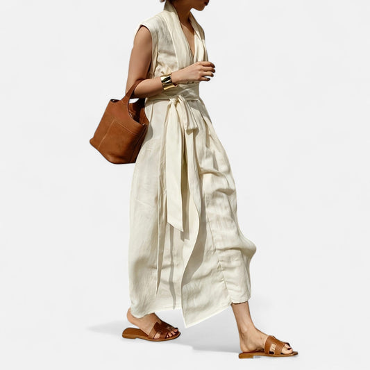 Belmoir Women's Summer Dress | Linen Blend, Elegant Sleeveless Design