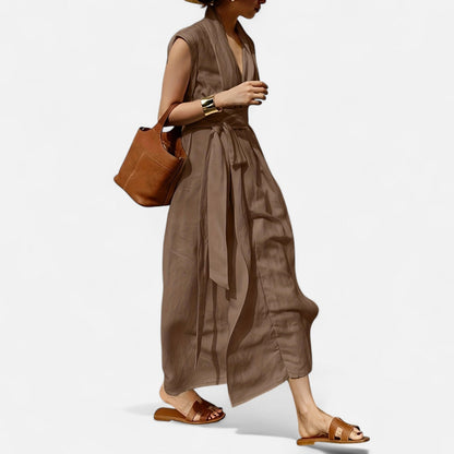 Belmoir Women's Summer Dress | Linen Blend, Elegant Sleeveless Design