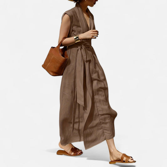 Belmoir Women's Summer Dress | Linen Blend, Elegant Sleeveless Design