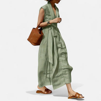 Belmoir Women's Summer Dress | Linen Blend, Elegant Sleeveless Design