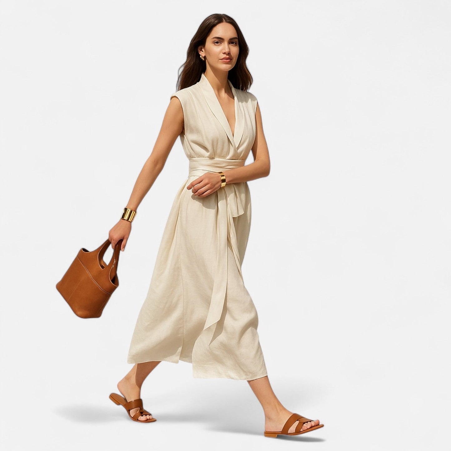Belmoir Women's Summer Dress | Linen Blend, Elegant Sleeveless Design