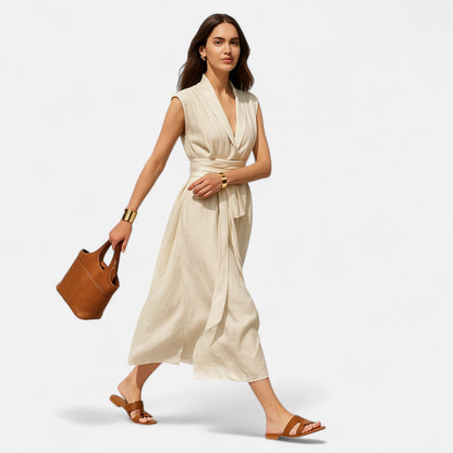 Belmoir Women's Summer Dress | Linen Blend, Elegant Sleeveless Design