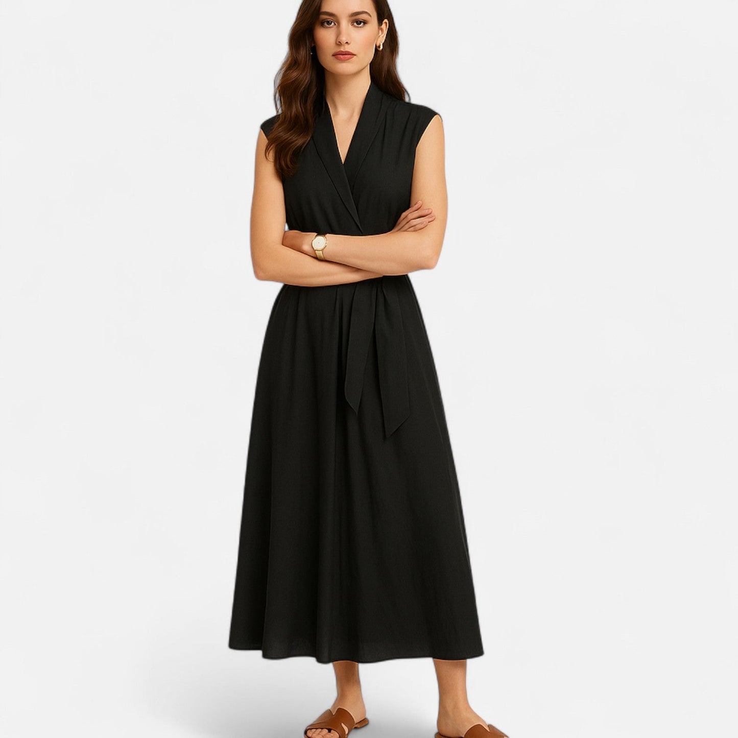 Belmoir Women's Summer Dress | Linen Blend, Elegant Sleeveless Design