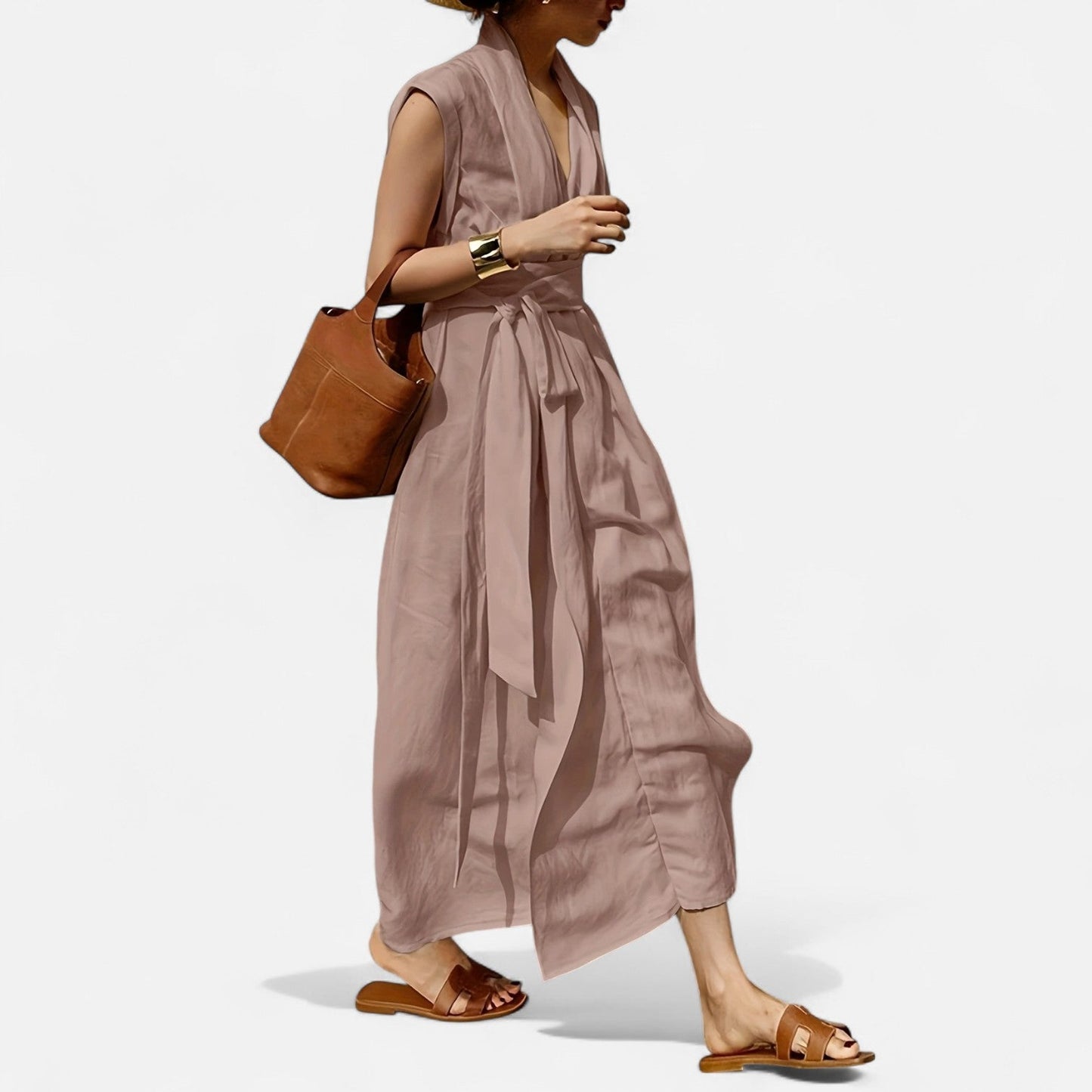 Belmoir Women's Summer Dress | Linen Blend, Elegant Sleeveless Design