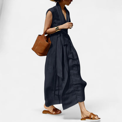 Belmoir Women's Summer Dress | Linen Blend, Elegant Sleeveless Design