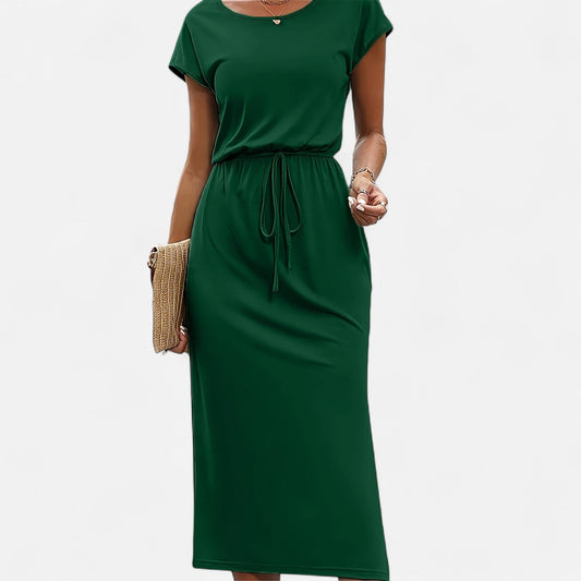 Belmoir Women's White Midi Dress | Lightweight Fabric with Knot Detail