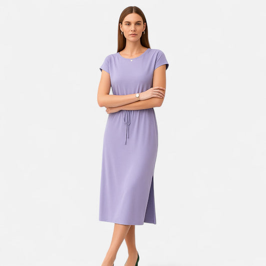 Belmoir Women's White Midi Dress | Lightweight Fabric with Knot Detail