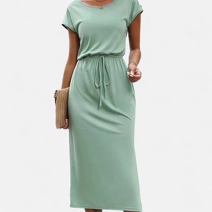 Belmoir Women's White Midi Dress | Lightweight Fabric with Knot Detail