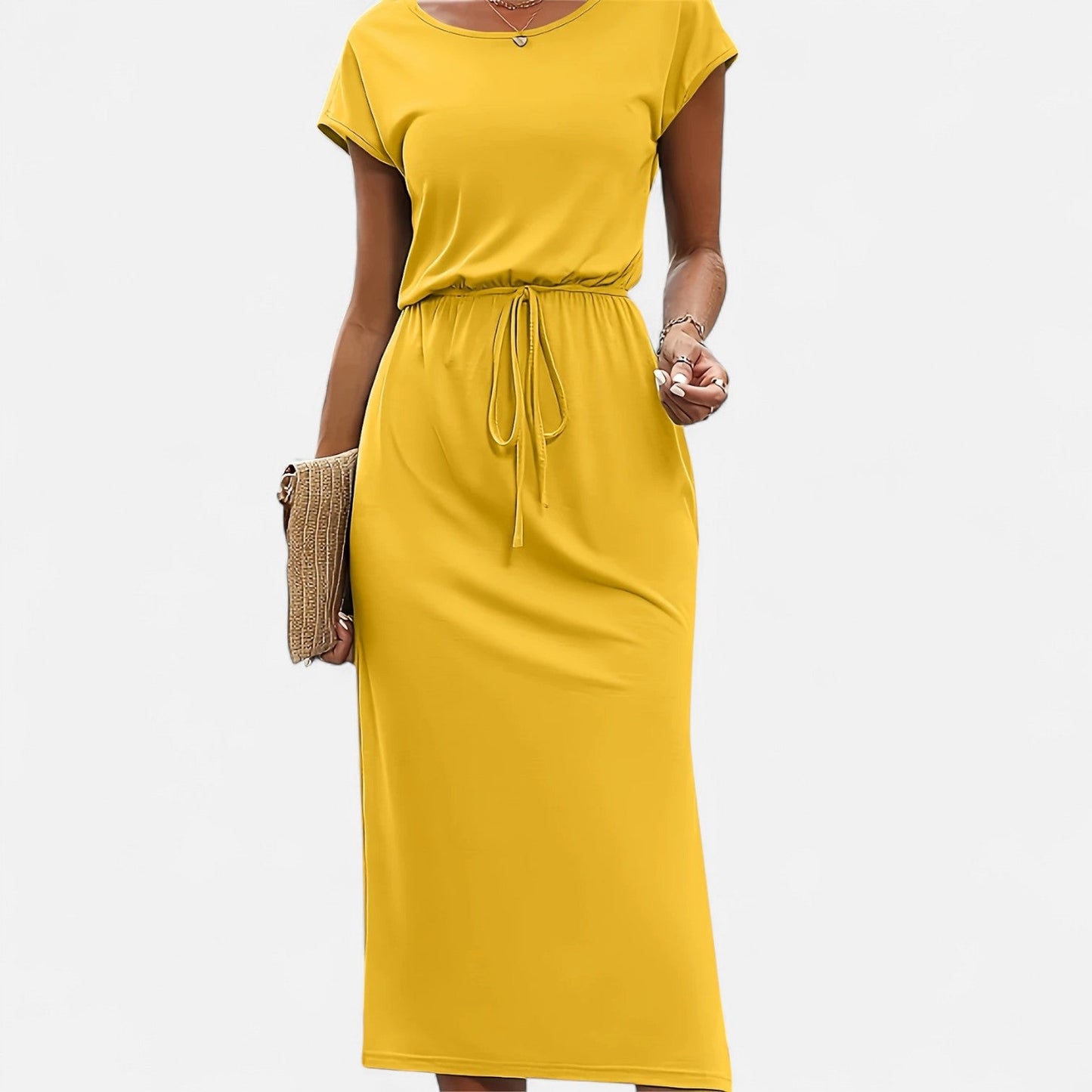 Belmoir Women's White Midi Dress | Lightweight Fabric with Knot Detail