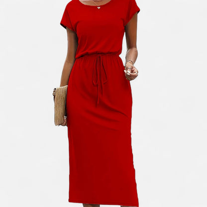 Belmoir Women's White Midi Dress | Lightweight Fabric with Knot Detail