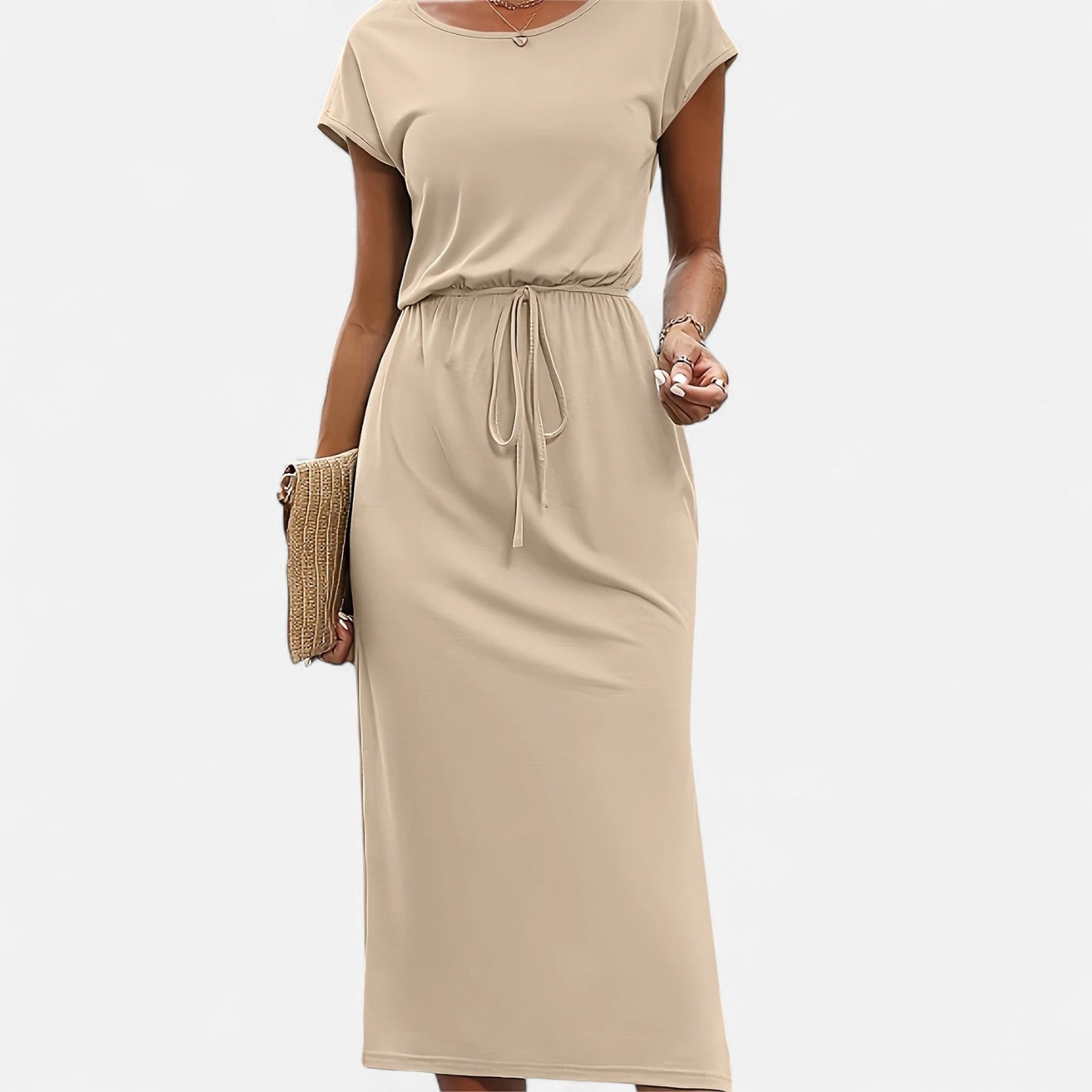 Belmoir Women's White Midi Dress | Lightweight Fabric with Knot Detail
