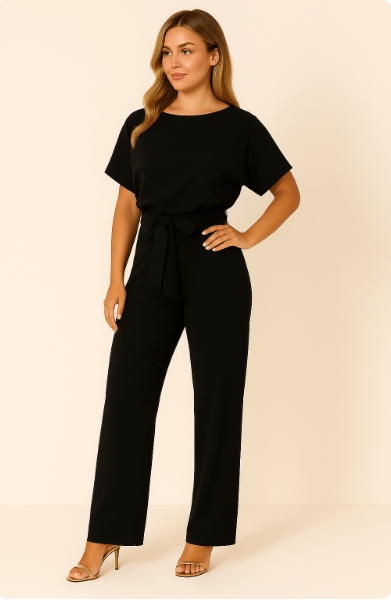 Evelyn Women's Black Jumpsuit | Adjustable Belt, Elegant Design 4