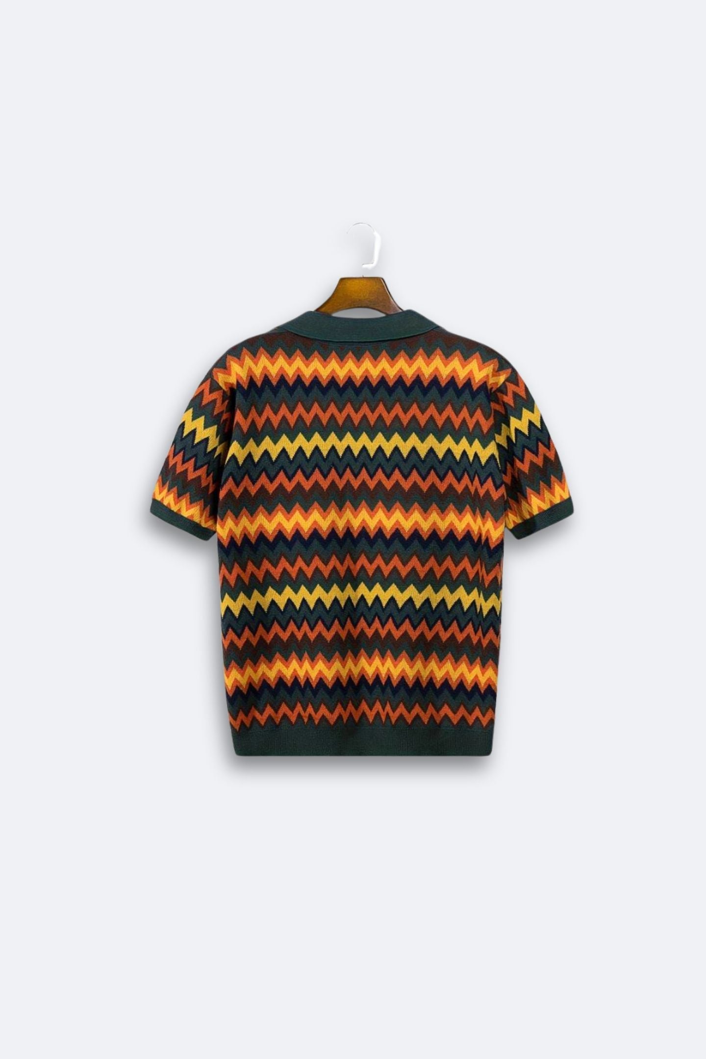 Max Chic Knit Polo T-Shirt | 100% Polyester, Geometric Wave Pattern 7