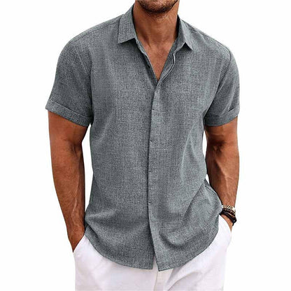 Milo Men's Shirt | Cotton-Linen Blend, Stylish Short Sleeve