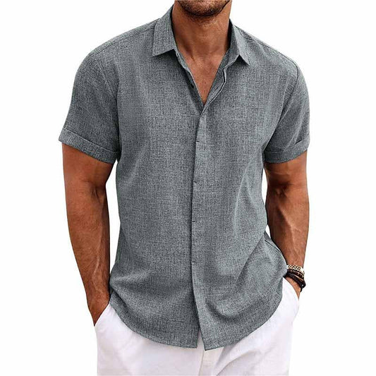 Milo Men's Shirt | Cotton-Linen Blend, Stylish Short Sleeve