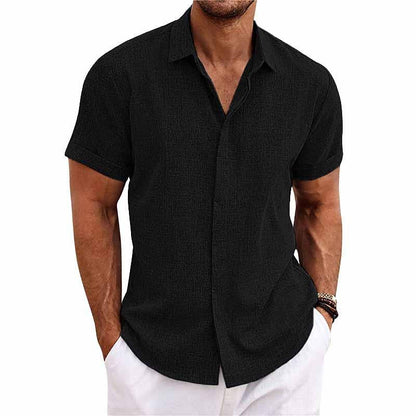 Milo Men's Shirt | Cotton-Linen Blend, Stylish Short Sleeve