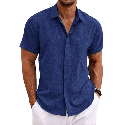 Milo Men's Shirt | Cotton-Linen Blend, Stylish Short Sleeve
