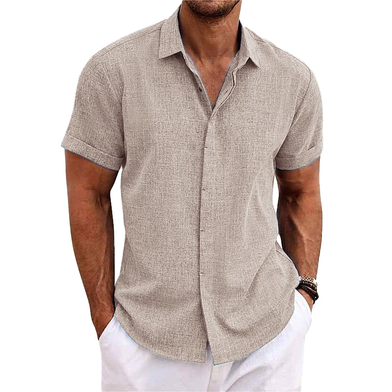 Milo Men's Shirt | Cotton-Linen Blend, Stylish Short Sleeve