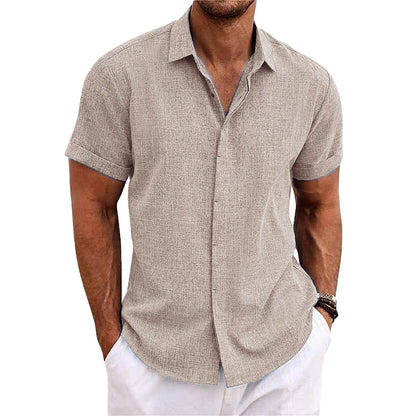 Milo Men's Shirt | Cotton-Linen Blend, Stylish Short Sleeve