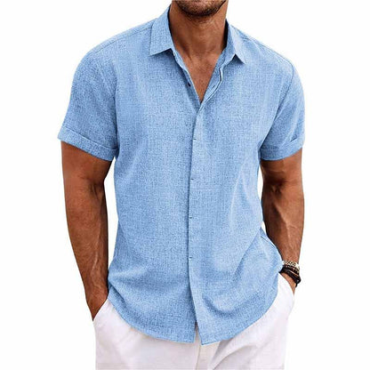 Milo Men's Shirt | Cotton-Linen Blend, Stylish Short Sleeve