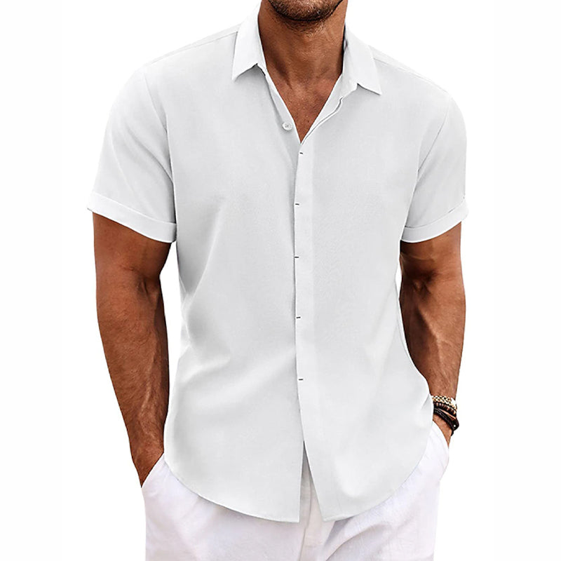 Milo Men's Shirt | Cotton-Linen Blend, Stylish Short Sleeve