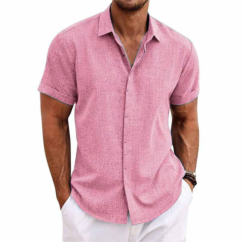 Milo Men's Shirt | Cotton-Linen Blend, Stylish Short Sleeve