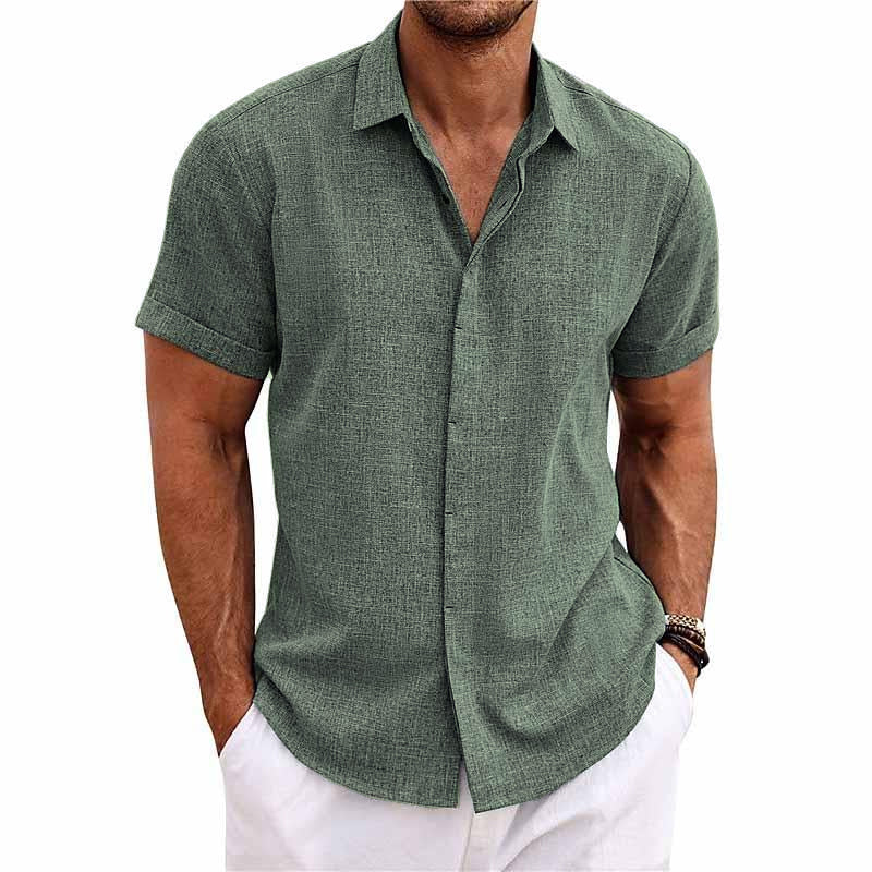 Milo Men's Shirt | Cotton-Linen Blend, Stylish Short Sleeve