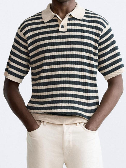 Oli Men's Polo Shirt | 100% Recycled Polyester, Casual Striped Design 1
