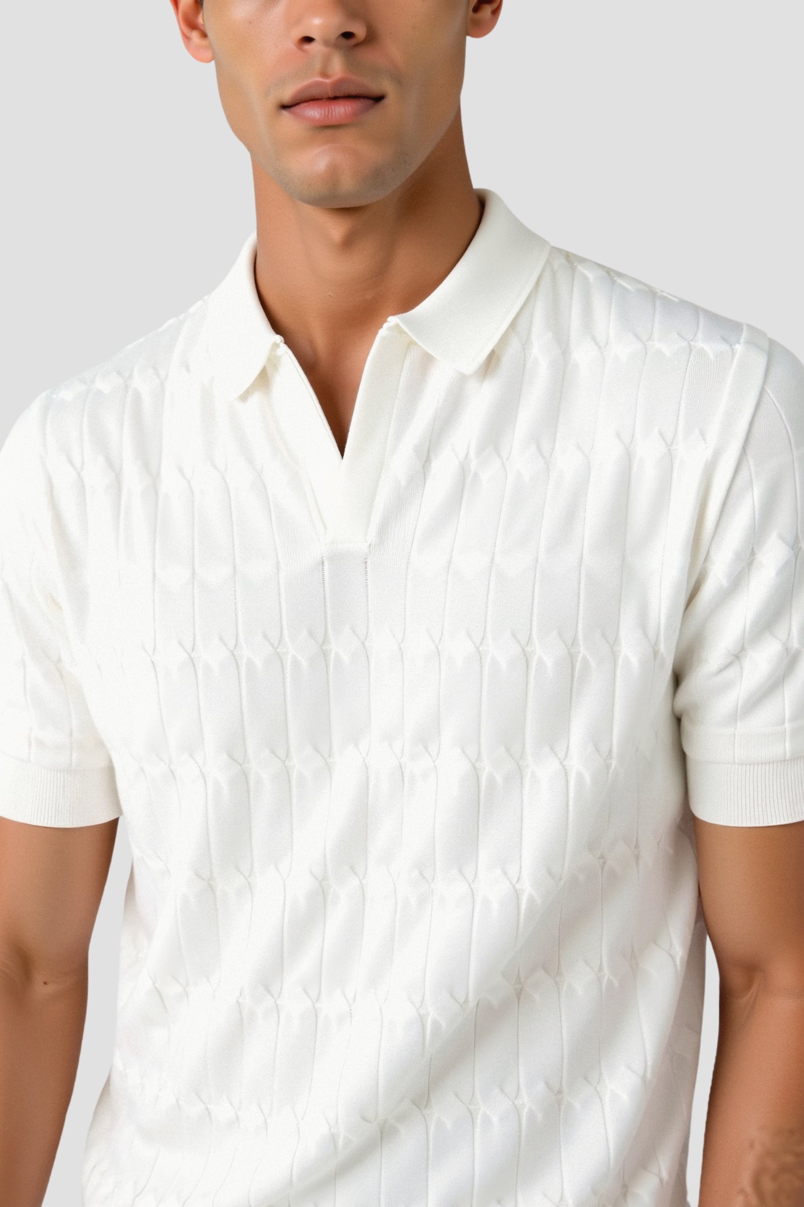 Oscar Men's Polo Shirt | 100% Viscose, Cable Knit Design 2