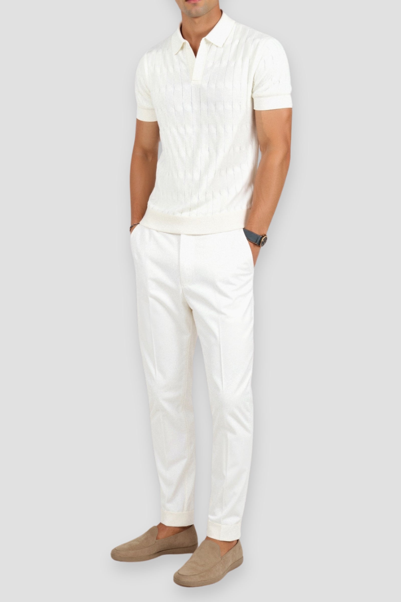 Oscar Men's Polo Shirt | 100% Viscose, Cable Knit Design 6