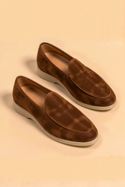 Owen Men's Brown Loafers | PU Suede Leather, Elegant Slip-On 0