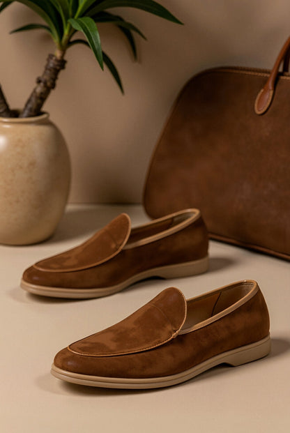 Owen Men's Brown Loafers | PU Suede Leather, Elegant Slip-On 3