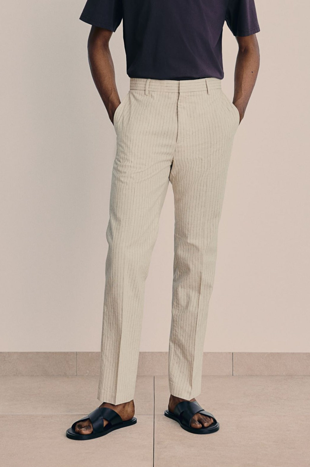 Owen Men's Chino Pants | Cotton-Linen Blend, Slim Fit, Khaki 1