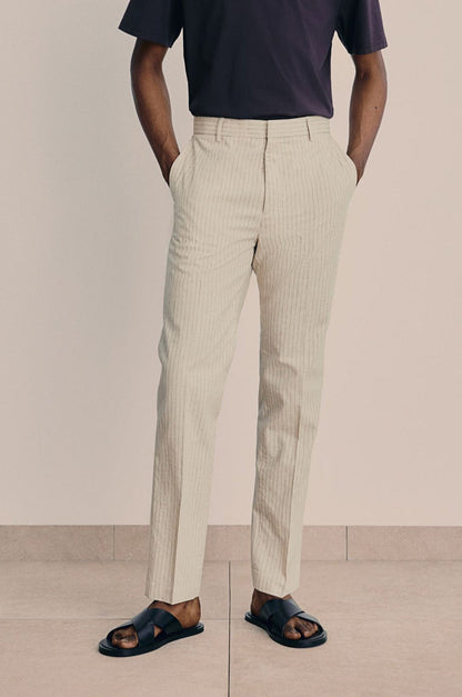 Owen Men's Chino Pants | Cotton-Linen Blend, Slim Fit, Khaki 1