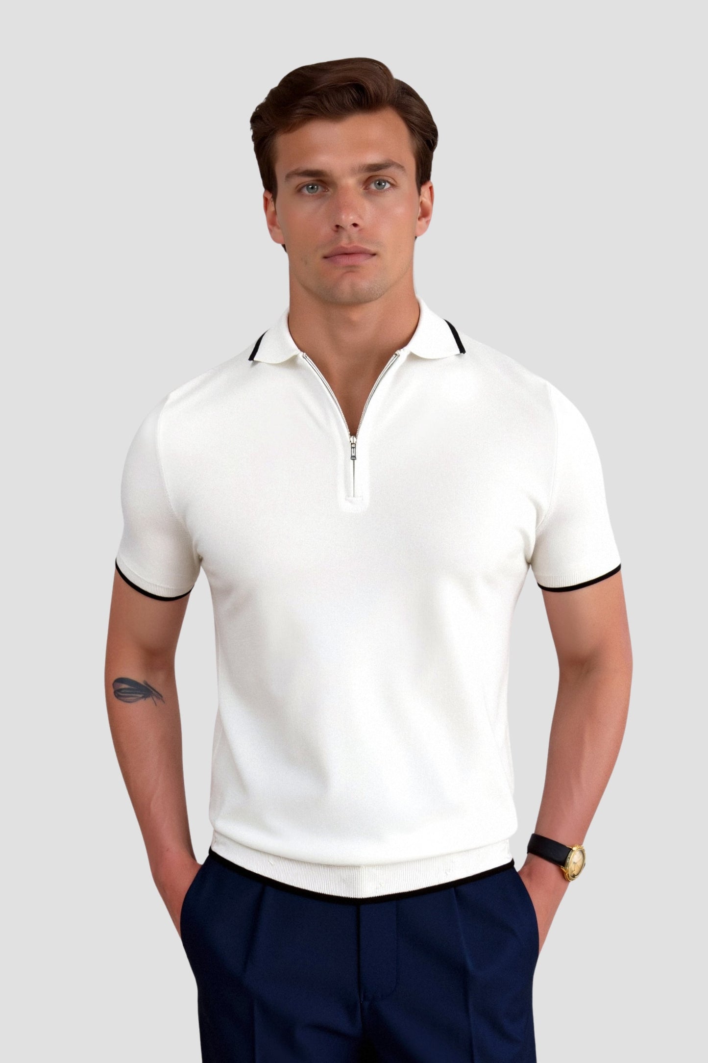 Owen Men's Golf Polo T-Shirt | 100% Viscose, Quarter Zip Design 1