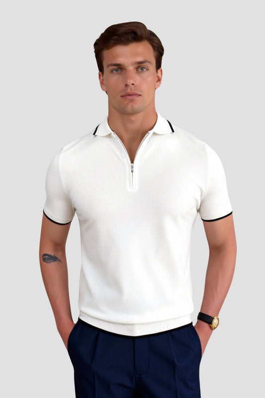 Owen Men's Golf Polo T-Shirt | 100% Viscose, Quarter Zip Design 1