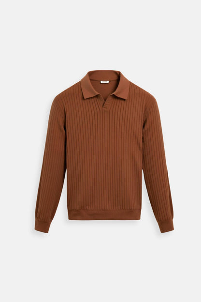 Owen Men's Long Sleeve Polo Shirt | 100% Cotton, Classic Striped Design 9