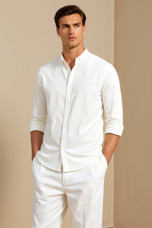 Owen Men's Long Sleeve Shirt | 70% Cotton 30% Linen, Casual Elegance 1
