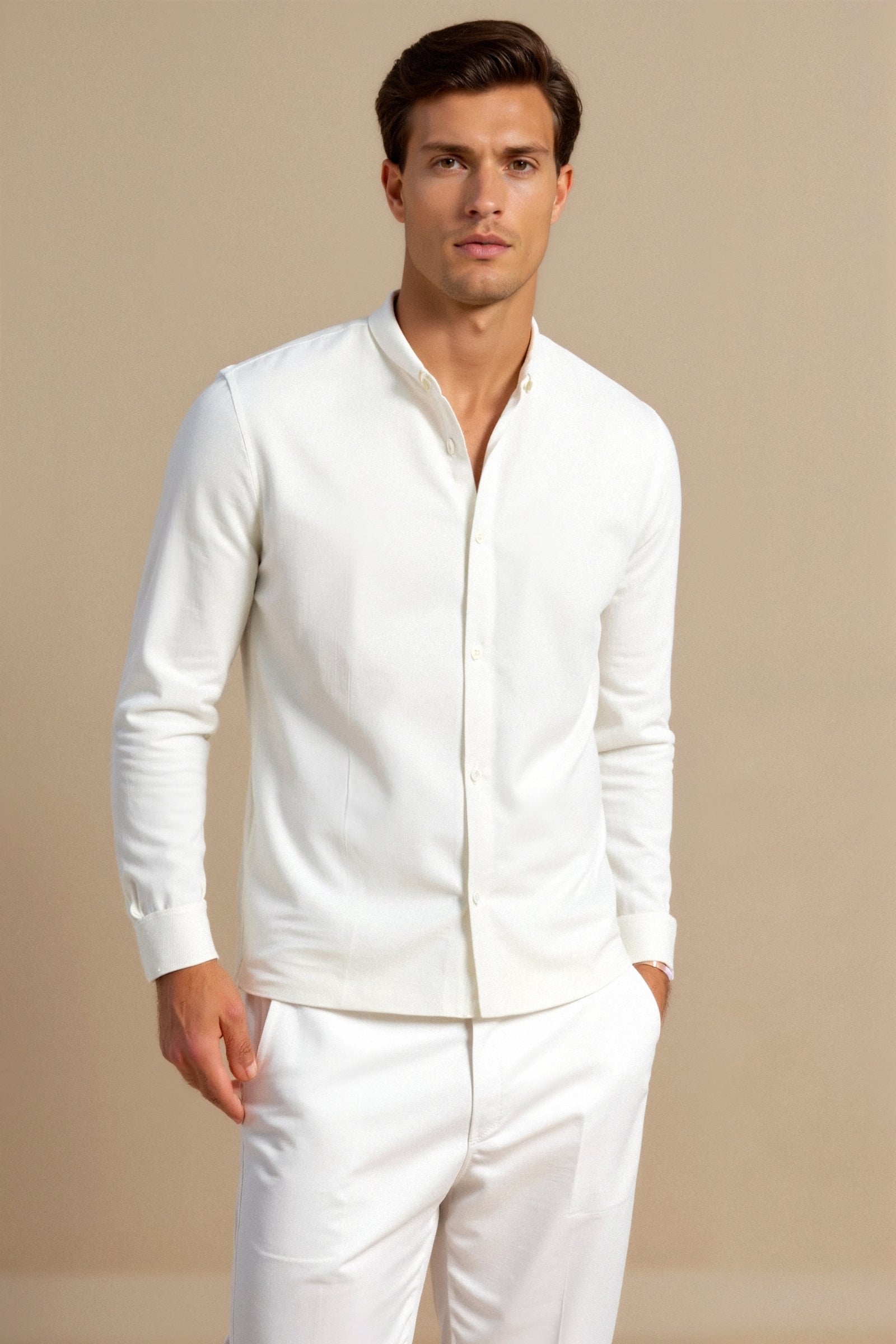 Owen Men's Long Sleeve Shirt | 70% Cotton 30% Linen, Casual Elegance 4