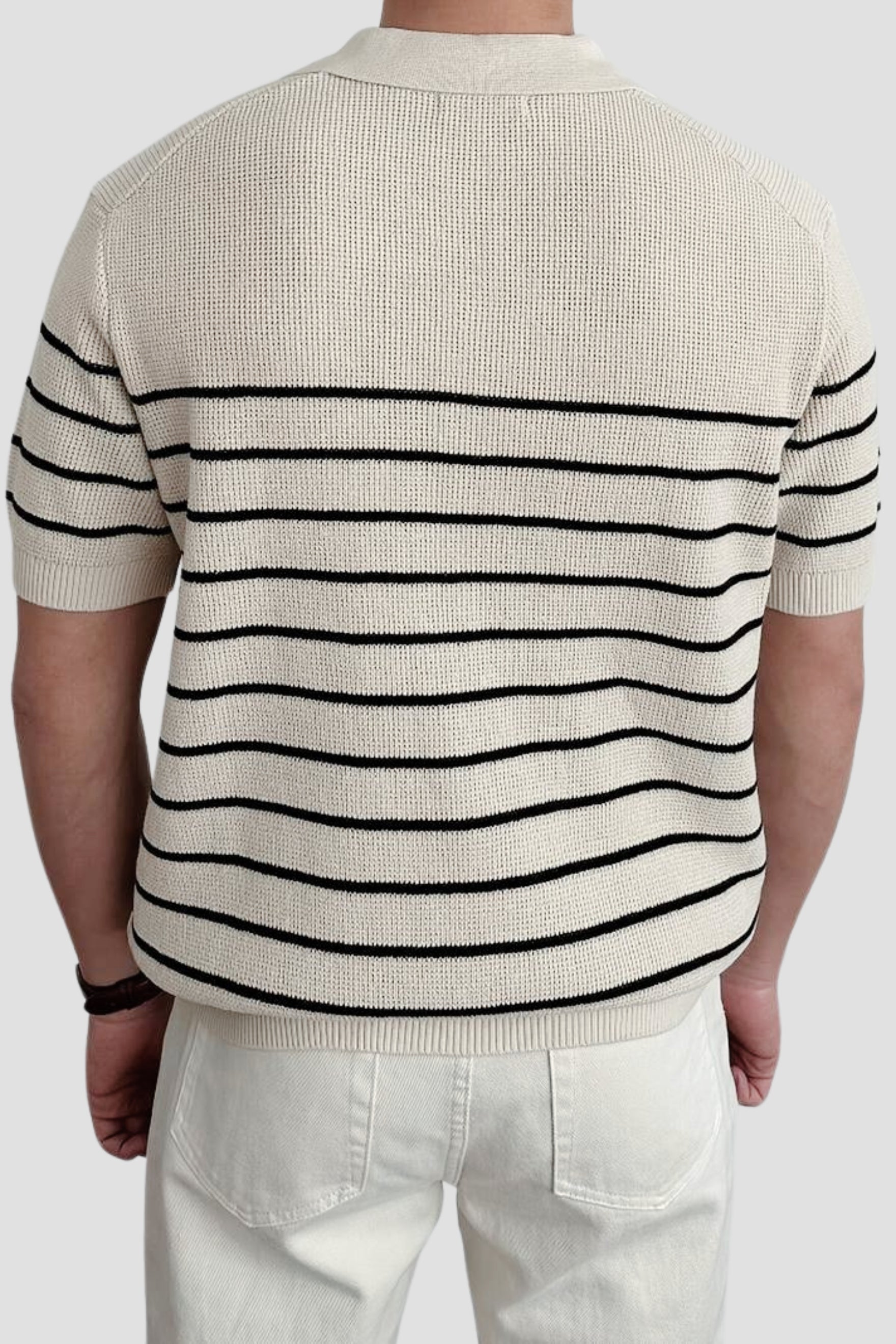 Owen Men's Polo Shirt | 100% Cotton, Striped V-Neck Casual Elegance 2