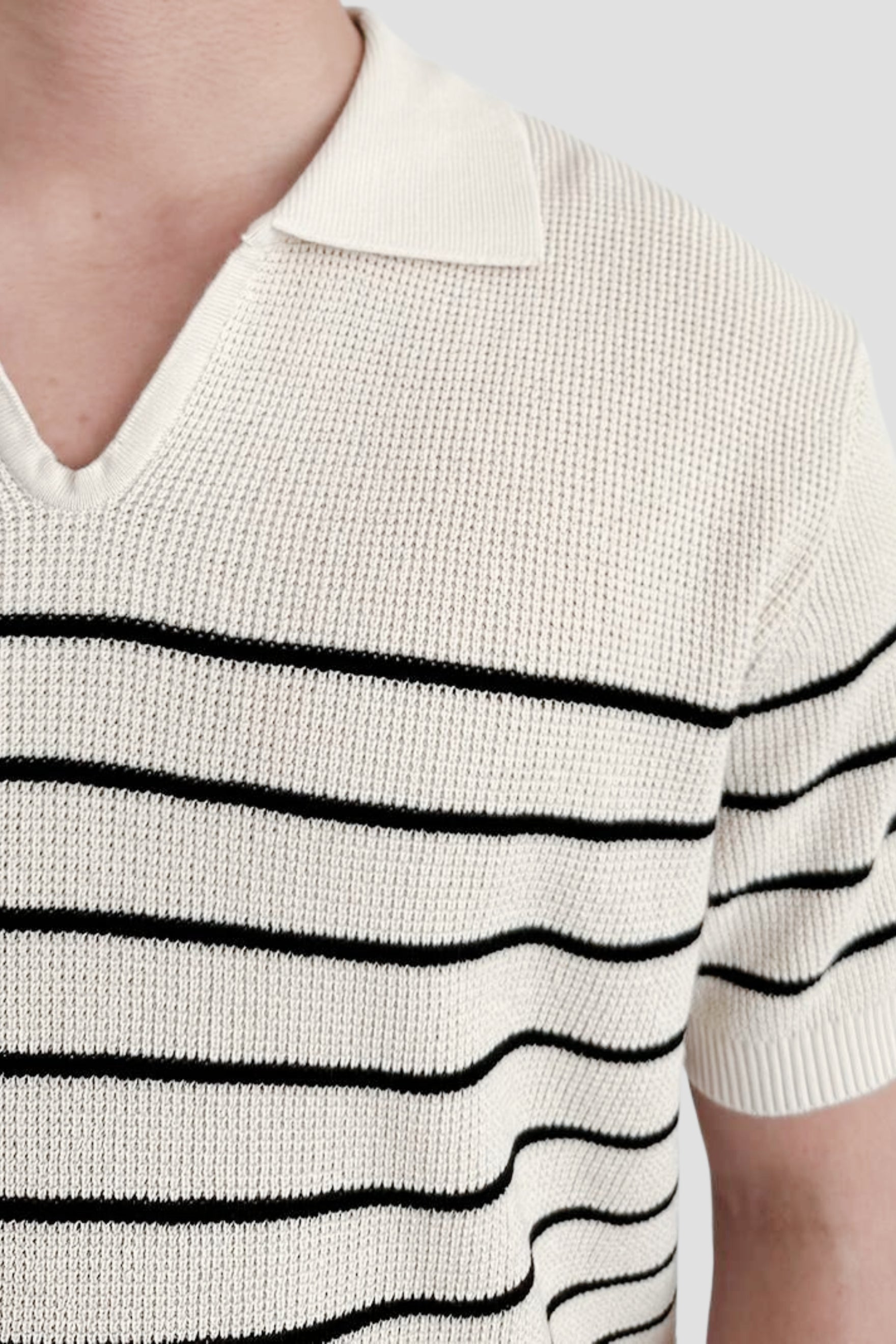 Owen Men's Polo Shirt | 100% Cotton, Striped V-Neck Casual Elegance 4