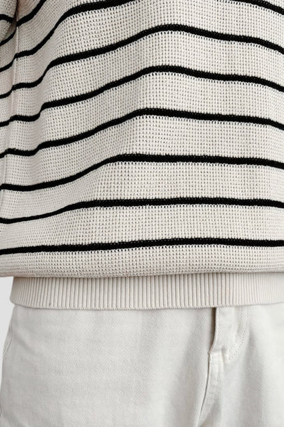 Owen Men's Polo Shirt | 100% Cotton, Striped V-Neck Casual Elegance 6