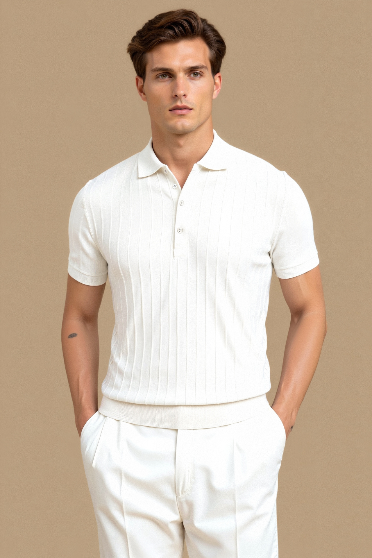 Owen Men's Polo T-Shirt | Viscose-Polyester Blend, Vertical Stripes 1