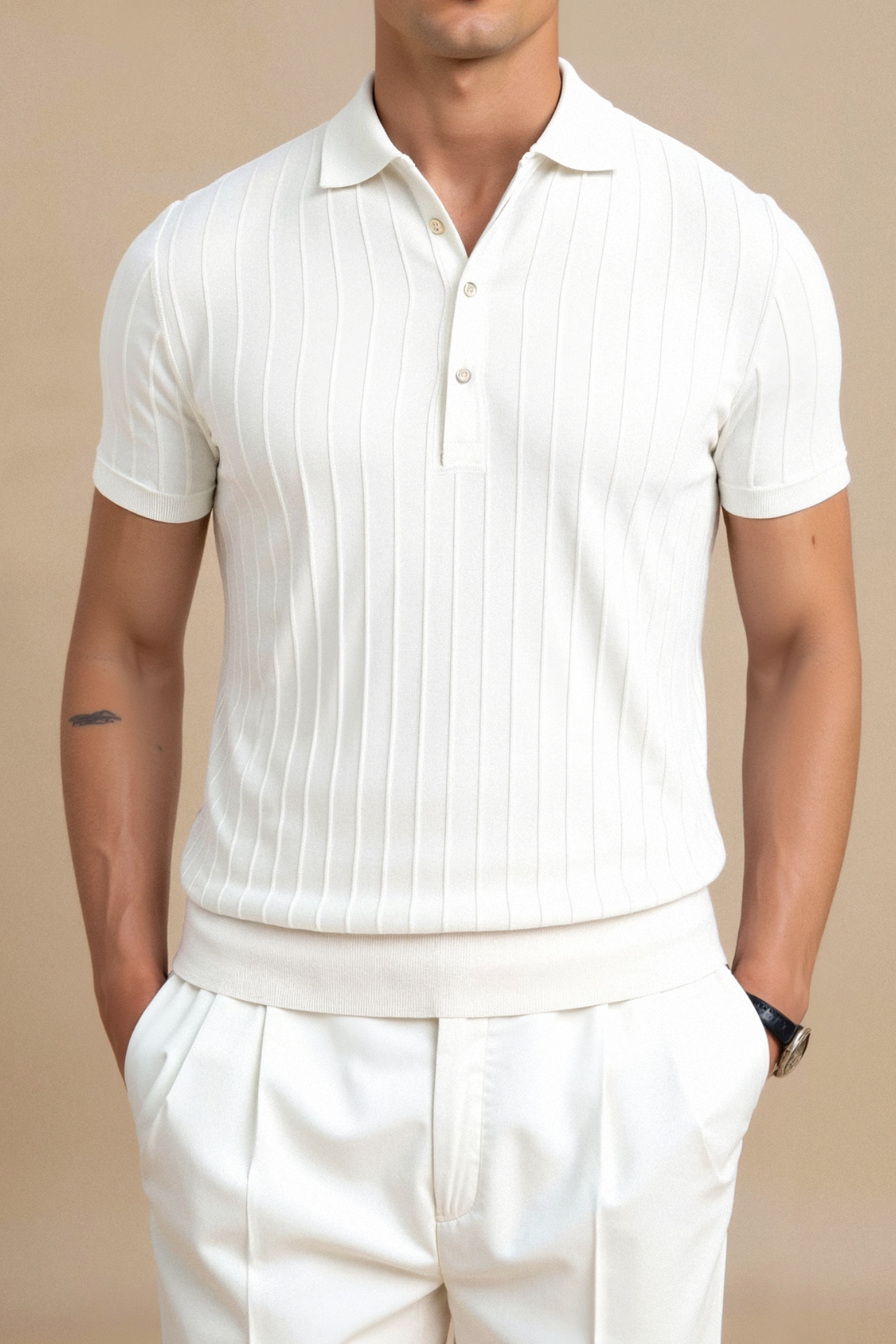 Owen Men's Polo T-Shirt | Viscose-Polyester Blend, Vertical Stripes 3